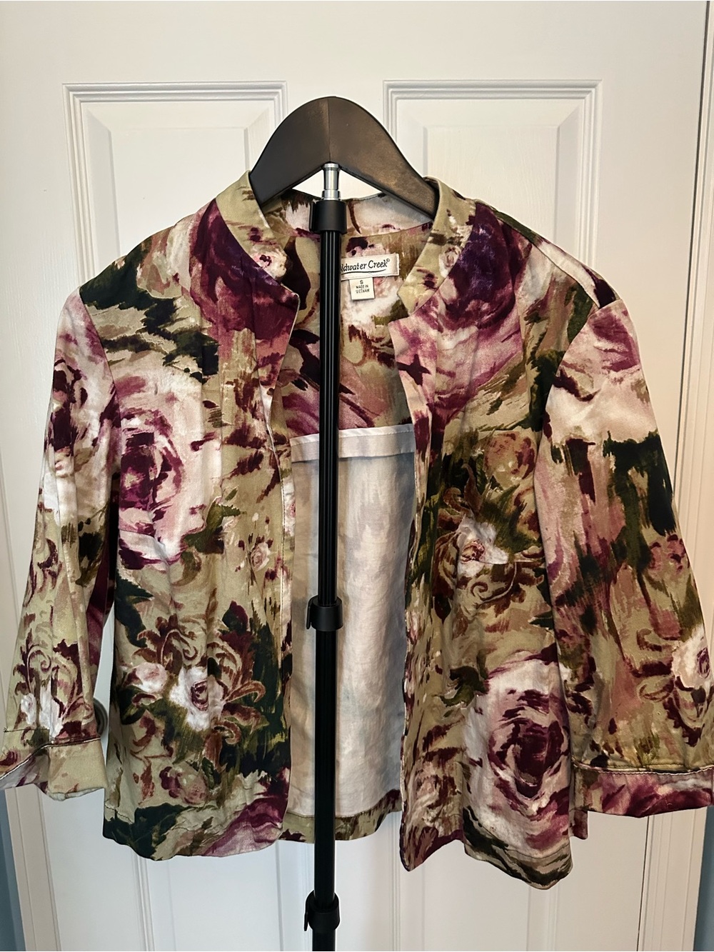Coldwater Creek Women’s Rose Print Open-Front Jacket